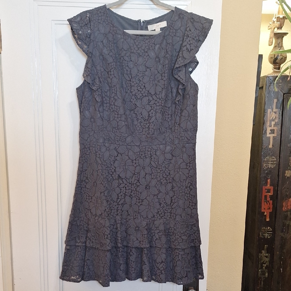 LOFT Charcoal Lace Dress